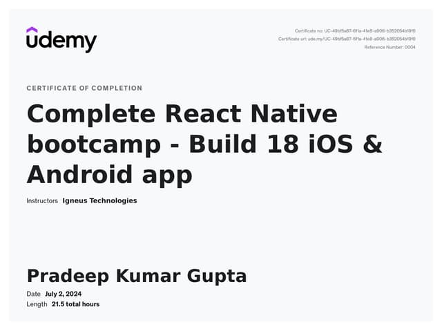 Complete React-Native Bootcamp: Built 18 ios and android apps